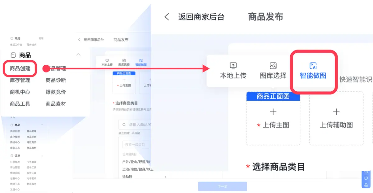 《抖店「AI智能做图」操作手册》 一、工具入口指南 配图 2